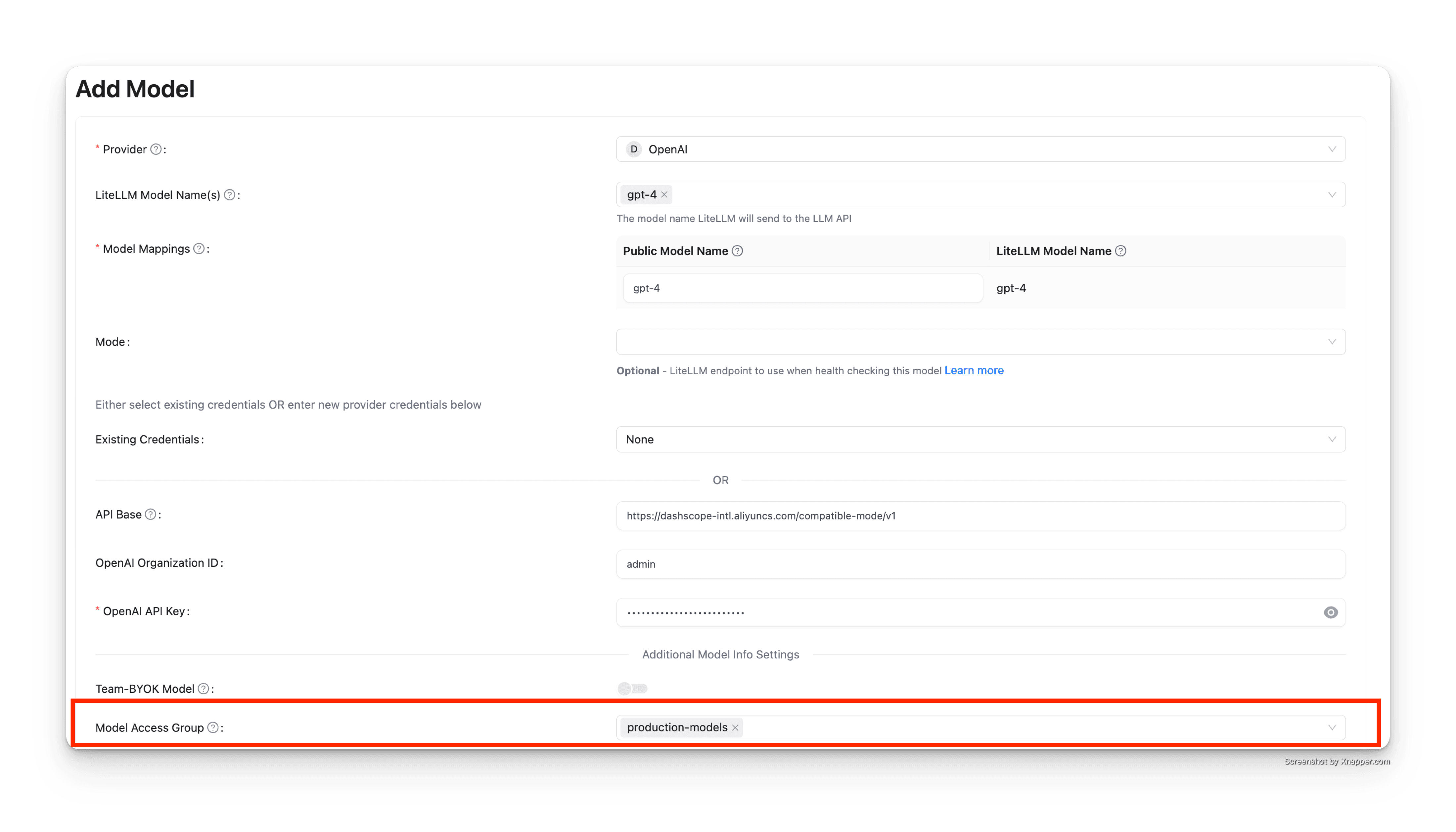 Add Model with Access Group