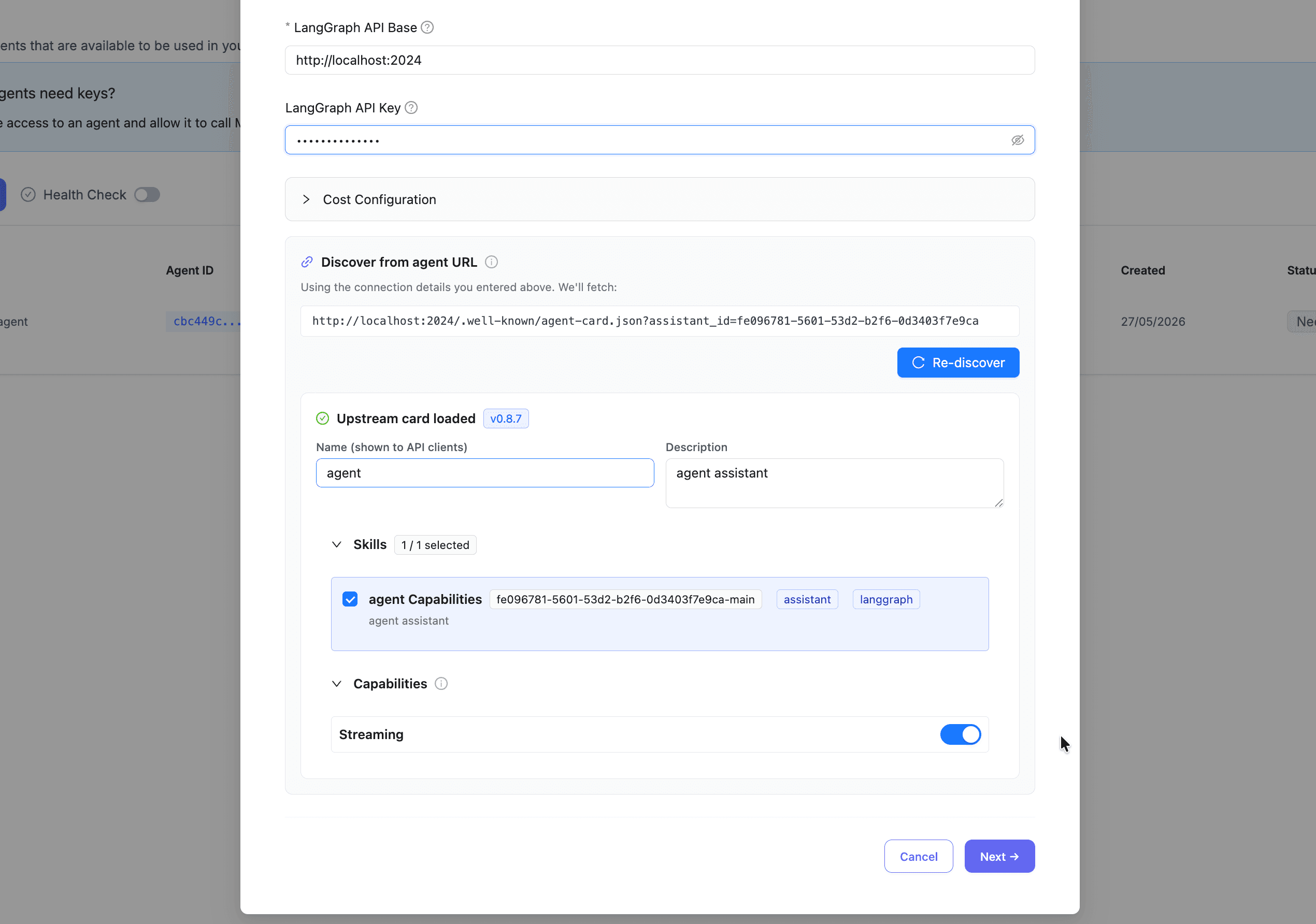 Agent Card Fields on UI